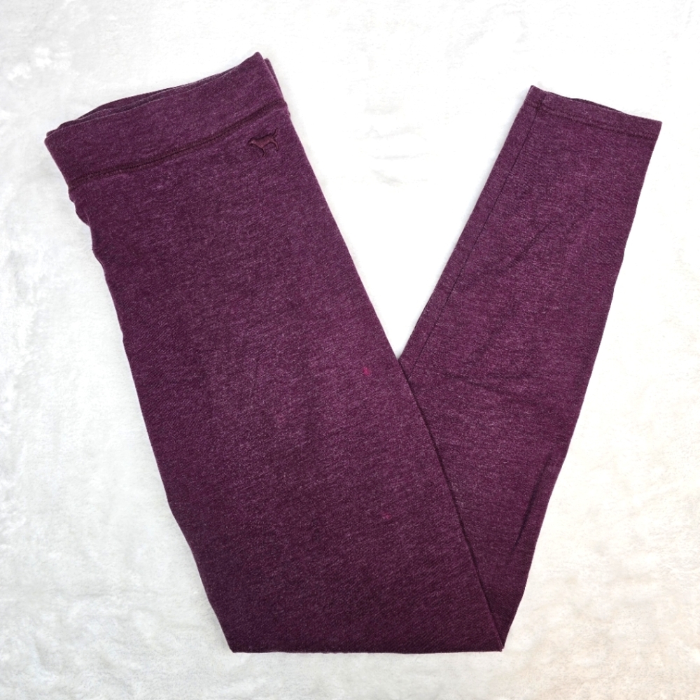 3/$25 PINK By Victoria's Secret Heather Maroon Full Length Leggings Sz Small